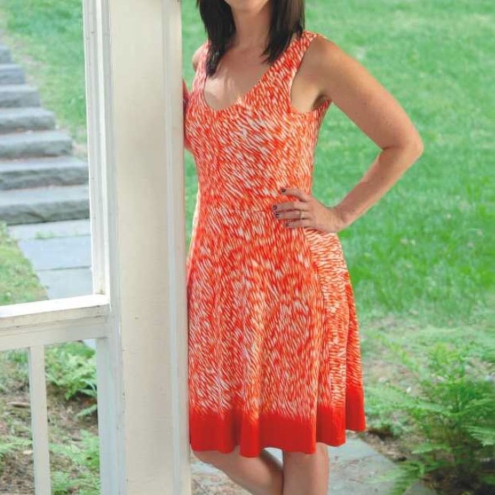 Athleta Orange and White Reef Print Tank Dress Size XS